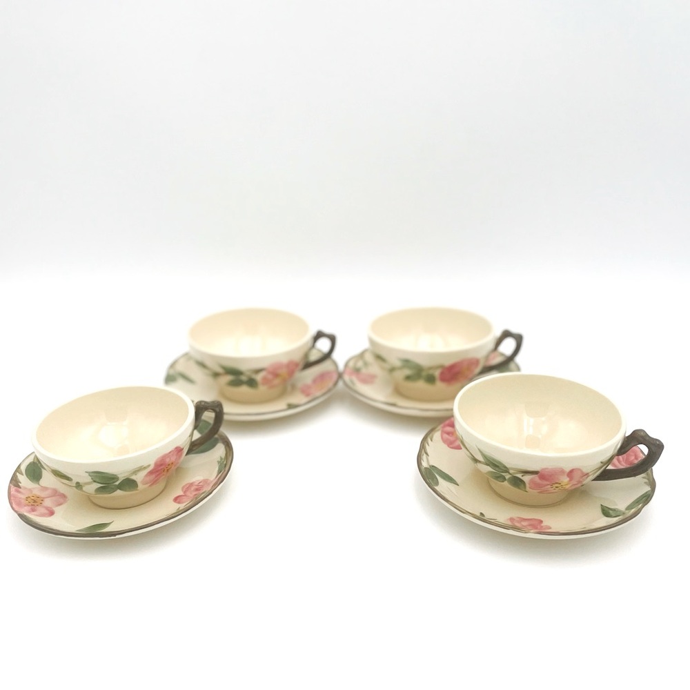 Vintage Franciscan DESERT ROSE Set of 4 CUPS and SAUCERS